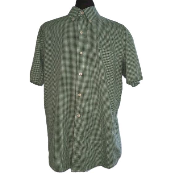 Nice Men's Large Ralph Lauren Chaps Easy Care Green Check Button-Down Medium - Picture 1 of 11